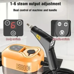 Damprenser til hjem og bil - 2500W håndholdt trykdamper | 15 sekunders opvarmning | 6 dampniveauer | 1,2L vandtank - Perfekt til dybderensning Black | Fyndiq