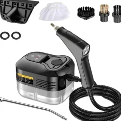 Damprenser til hjemmet og bilen - 2500W håndholdt trykdamper | 15 sekunders opvarmning | 6 dampniveauer | 1,2L vandtank - Perfekt til dybderensning Black S2 | Fyndiq