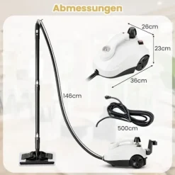 Damprenser 2000W Damptryk: 5 bar Tank: 1,8L Temperatur: op til 160℃ Hvid