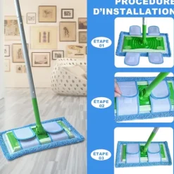 (ee) 3-pak, blå Swiffer-kompatible, genanvendelige udskiftningsklude