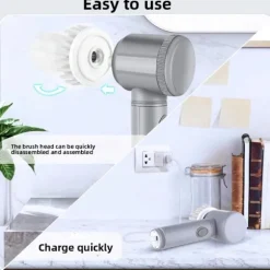 Elektrisk Spin Skrubber med 6 Udskiftelige Børstehoveder til Køkkenrengøringsopgaver