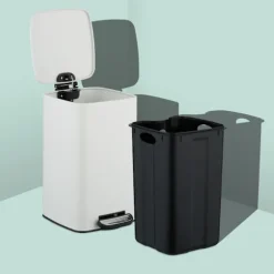 Firkantet pedalspand 8L med soft-Close låg og liners