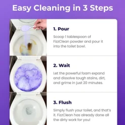 FizzClean Toiletrens (dåse) - Duftende, fjerner pletter, forebygger snavs og lugt. 1pcs