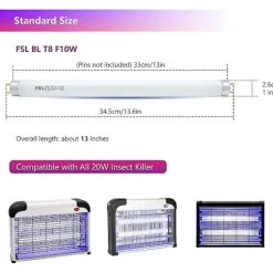 Fsl T8 F10w Bl Udskiftningspære Til Myggebekæmperlampe, 34,5 cm Uv-rør Til 20w Myggebekæmper/insektbekæmper (2 stk.) (Fww)