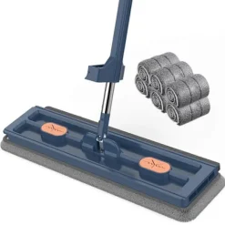 Gulvrengøringsmoppe Håndfri Klemmopper Hjemmerengøring Mikrofiber Roterende Moppe Gulvvask Broo (FMY) Navy Blue