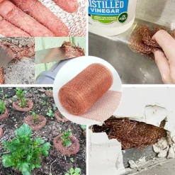 Havebeskyttende kobbernetruller - snegle- og skadedyrsbarriere i rustfrit stål, med hulforsegling.