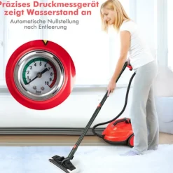 Højtryksdamprenser, 2000W, sæt med 15 dele, rød