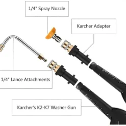 Højtryksrenser Adapter Fitting Til Karcher K2 K3 K4 K5 K6 K7 Krcher Pistoler, 1/4' Quick Connect Hun Fitting, Med 5 Multi-vinkel Pow (FMY)