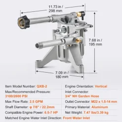 Højtryksrenserpumpe - DUOKU - QXB-2 - 3100 PSI - Udskiftningssæt - 5 Dyser