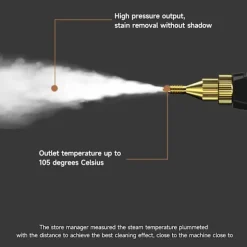 Håndholdt højtryksdamper, damprenser, 2500W damprenser med børstehoveder til køkken, badeværelse, bil (hvid)