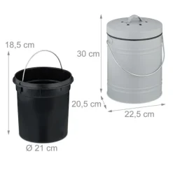 Kompostbeholder med lugtfilter, 5 liters kapacitet