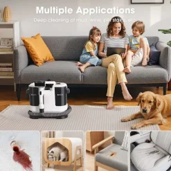 Kraftfuld Tæppe- & Tekstilrenser LBLUE V6 med 1,75L Dobbeltank, 5M Ledning, 1,7M Slange – Dybderens Sofa, Madras, Bil og Kæledyrspletter Black