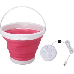 10L Bærbar Mini Vaskemaskine Sammenfoldelig til Undertøj Sokker Rejse Kollegie 5V Pink