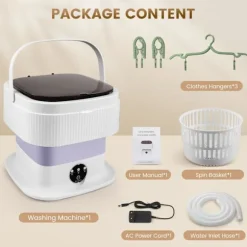 10L Mini Camping Vaskemaskine Foldbar - Lille Med Centrifuge - Dyb Rengøring Undertøj, Baby Tøj
