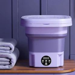8L Sammenklappelig vaskemaskine bærbar strømpe og undertøj sammenklappelig husholdningsvaskemaskine 3 modeller med centrifugering EU Lilla EU Purple | Fyndiq