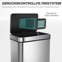 50L sensor skraldespand, rustfrit stål, lugtkontrol