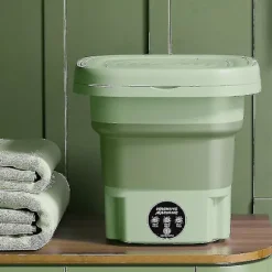 8l Vikbar Vaskemaskine Bærbar Strømpe Og Undertøj Foldbar Husholdnings Vaskemaskine 3 Tilstande Med Snurre Tørring BY Green Green US