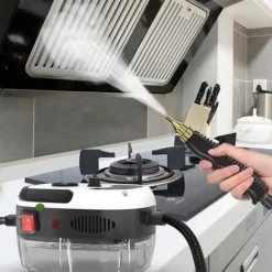 [LCS] Håndholdt højtryksdamper, damprenser, 2500 W damprenser med børstehoveder til køkken, badeværelse, bil (hvid){KDO}