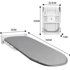 [LCS]Vægmonteret strygebræt 180 graders rotation hængende til stue små rum hvid grå White Gray 92cmx31cm
