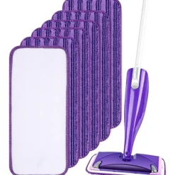 (Lilla) 6-pak genanvendelige klude til Swiffer WetJet, mikrofiber moppepuder, udskiftningsklud til Swiffer WetJet spraymoppe purple