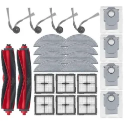 [LLC] 24 stk. reservedele til Roborock Q10 S5/Q10 S5+/Q10 X5/Q10 X5+/Q10 VF/Q10 VF+ hovedbørste sidebørste filter moppeklud støvpose