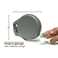 12m udtrækkelig tørresnor – 35 lb bæreevne – Nem vægmontering – Til balkoner, terrasser og camping – Længde: 18cm / Bredde: 16cm / Højde: 5cm