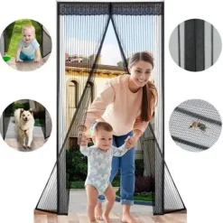 Magnetisk fluenet gardin, anti-insekt, flue-myggenet gardin til indvendig-terrasse-skydedør, sort 100x 210cm