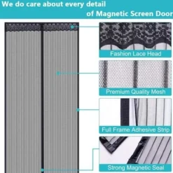 Magnetisk fluenet gardin, anti-insekt, flue-myggenet gardin til indvendig-terrasse-skydedør, sort 100x 210cm