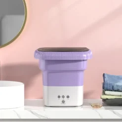 Mini bærbar sammenklappelig vaskemaskine til vask af undertøj, sokker og babytøj Purple