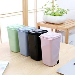 Mini Desktop Skraldespand Plast affaldsspande Med Låg Husholdning Cl Black One Size