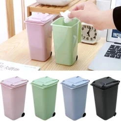 Mini Desktop Skraldespand Plast affaldsspande Med Låg Husholdning Cl Green One Size