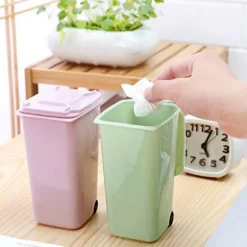 Mini Desktop Skraldespand Plast affaldsspande Med Låg Husholdning Cl Green One Size