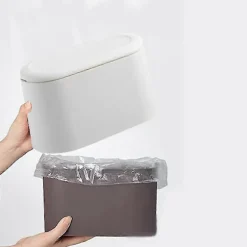 Mini Skraldespand Med Låg - Aftagelig Lille Skraldespand, Lille Plastik Skraldespand White