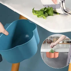 Moderigtig hængende skraldespand, køkkentilbehør med kompakt skraldespandsdesign til montering på skabslåge, pladsbesparende og holdbart materiale, blå, | Fyndiq
