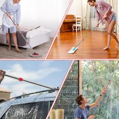 Mop-skaft Udskiftning Kompatibel med Vileda Spin Mop Tilbehør, 58 Tommer Rustfrit Stål Langt Mop-skaft til de Fleste Kosthoveder Justerbar Red 1x Mop Handle | Fyndiq