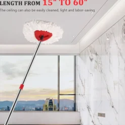 Mop-skaft Udskiftning Kompatibel med Vileda Spin Mop Tilbehør, 58 Tommer Rustfrit Stål Langt Mop-skaft til de Fleste Kosthoveder Justerbar Red 1x Mop Handle | Fyndiq
