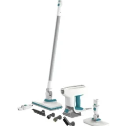 Multifunktions dampmoppe - BLACK & DECKER - BHSM15FX08-QS - 1500 W - 8 tilbehør - Hvid / Grå / Blå Vit, blå, grå