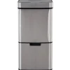 Nancy's Bozeman Prullenbak - Sensor Prullenbak - Afvalscheidingssysteem - 72 L - 3-Vaks - RVS - 42 x 30 x 81 cm - Zilver