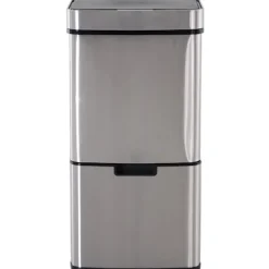 Nancy's Bozeman Prullenbak - Sensor Prullenbak - Afvalscheidingssysteem - 72 L - 3-Vaks - RVS - 42 x 30 x 81 cm - Zilver