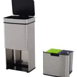 Nancy's Bozeman Prullenbak - Sensor Prullenbak - Afvalscheidingssysteem - 72 L - 3-Vaks - RVS - 42 x 30 x 81 cm - Zilver