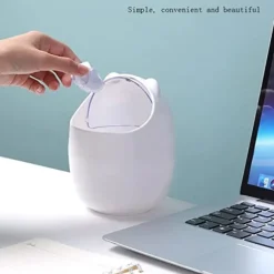 Ocean Mini plastik skraldespand til skrivebord med låg, tegneseriebjørn design