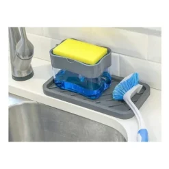 Opvaskemiddeldispenser med Svamp / Svampeholder og Dispenser - Vask Organizer med Svamp