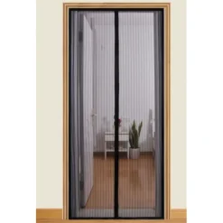 2-Pack Myggnät för dörr med magnetstängning. 210cm x 100cm Black