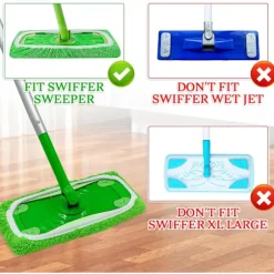 10-pak gulvklude, kompatible med Swiffer Sweeper, til våd og tør brug, genanvendelige mikrofiberklude til alle gulvtyper, grønne 25x11,5 cm