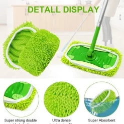 10-pak gulvmopper kompatible med Swiffer Sweeper til våd og tør brug, genanvendelige mikrofiberklude til alle gulvtyper, grøn 25x11,5 cm-FA-