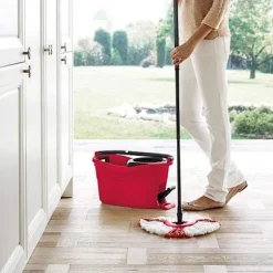 (4-pak) Kompatibel med Vileda moppehoveder (rød hvid), 2-i-1 Turbo moppehoved kompatibel, mikrofiber