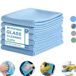 6-pak Mikrofiber Glasrenseklude - Stribefrit, Til Vinduer/Bil/Spejle, Genanvendelige Gray 6 PCS