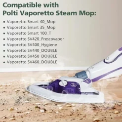 8-pak Vaskbare Erstatningsmopper til POLTI Kit Vaporetto Smart 40 Smart 35 Børste (FMY)