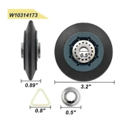 4-pak W10314173 Tørretumbler Tromlerulle Udskiftning til Tørretumbler Kompatibel med WPW10314173 Rulle Tromle Sup [DB] Black Blue