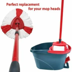 (Pakke med 4) Moppekabler kompatible med Vileda 2 i 1 Turbo Mop, udskiftning, mikrofiber, rød, hvid